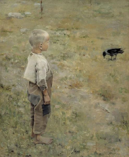 Akseli Gallen-Kallela Boy with a Crow Germany oil painting art